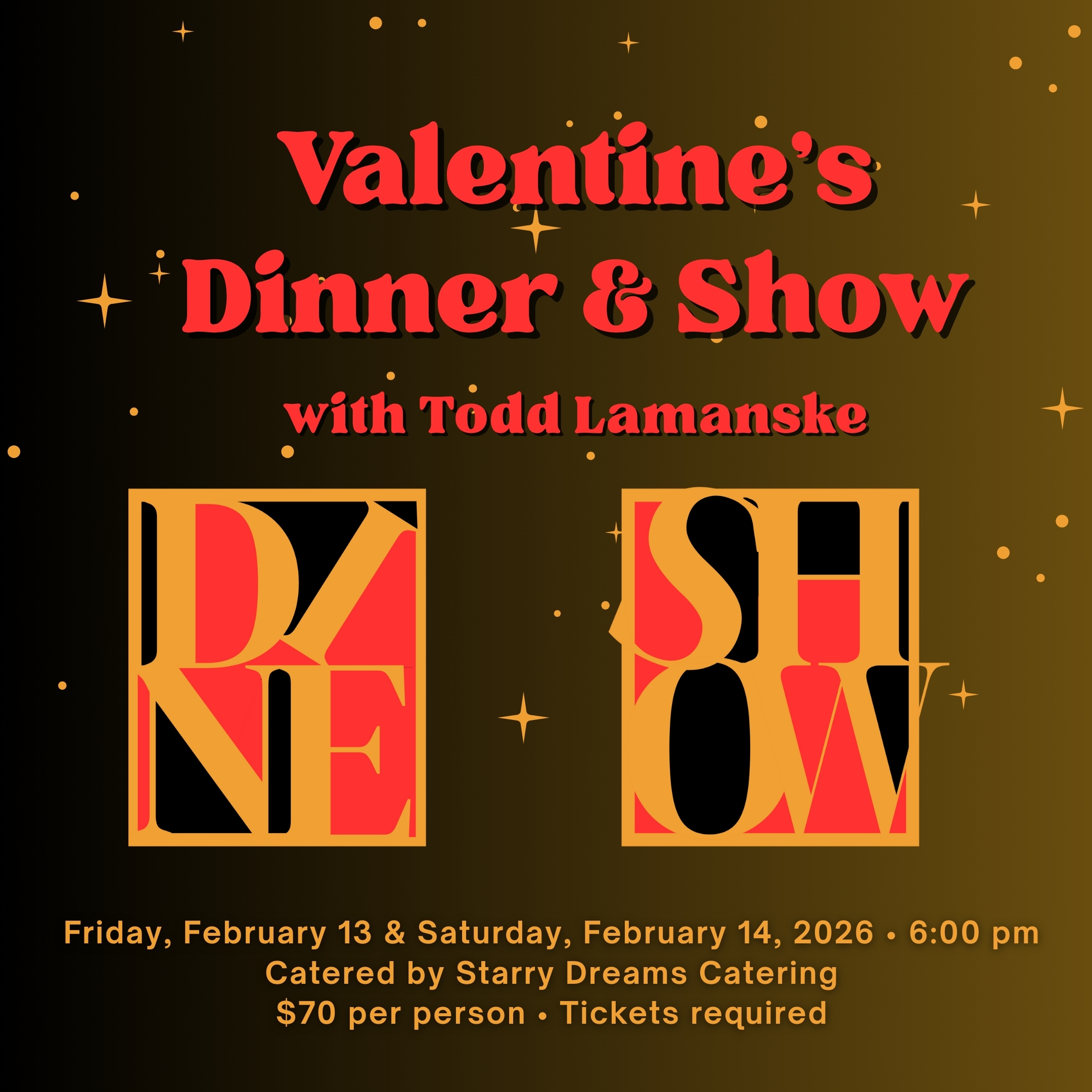 Valentine’s Dinner and Show at the Troy-Hayner Cultural Center Ballroom
